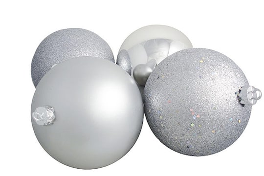 4ct Silver Splendor Shatterproof 4-Finish Ball Ornaments